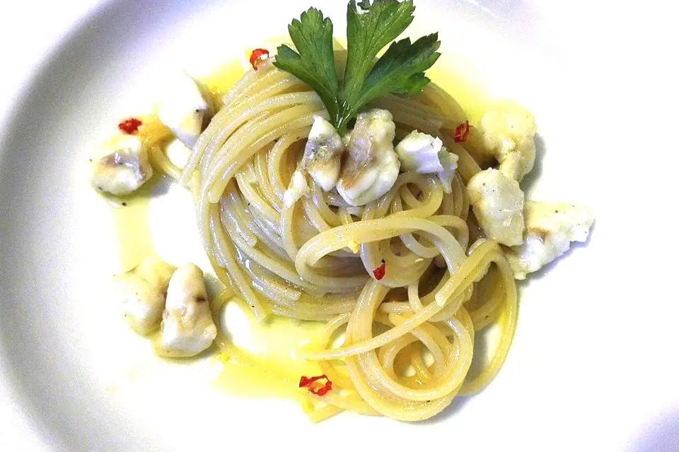 Spaghettini con scorfano di Fano ed olio extravergine di Vito Camussi