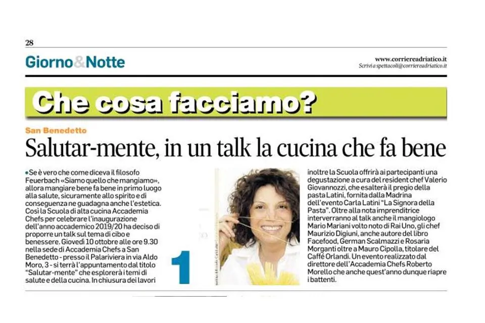 Sul Corriere Adriatico l'Accademia Chefs di San Benedetto del Tronto