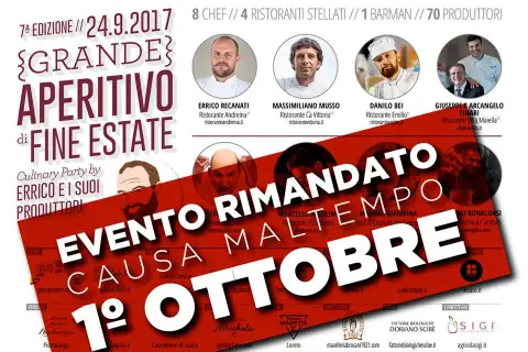 1° Ottobre, Grande aperitivo di fine estate da Andreina: mezzi paccheri, strozzapreti, rosselle e panbistrò
