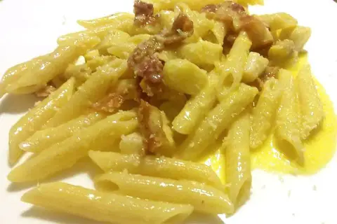 Penne alla carbonara di Checco La Conca, della serie le Ricette degli amici